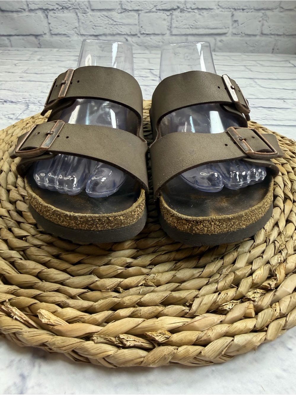 Birkenstock Brown Two-Buckle Slide Sandals. Size 8.5. - Picture 2 of 8